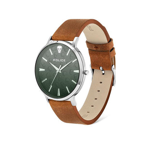 Police Tasman 3 Hands, Tan Leather Strap